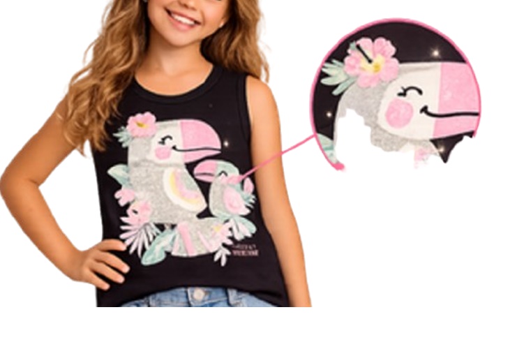 Blusa Lookinhos Juvenil Feminina Regata Cotton Costas Nadador