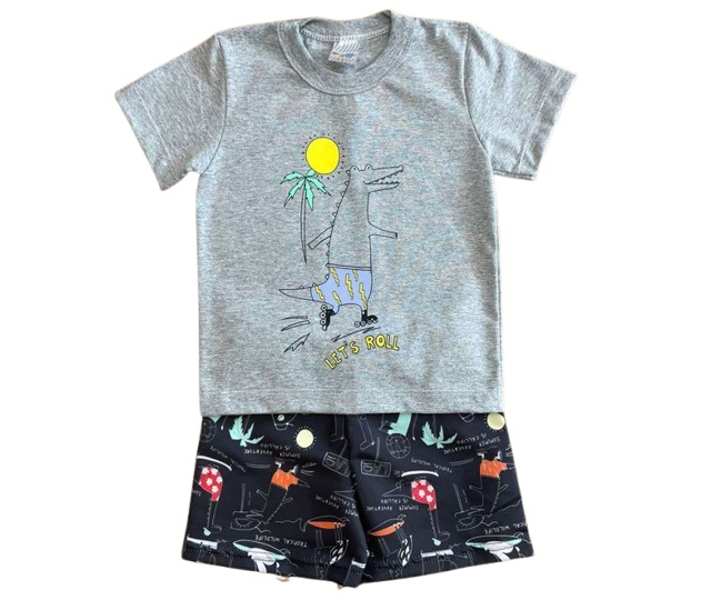 Conjunto Shumakids Primeiros Passos Masculino Manga Curta Malha