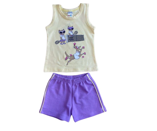 Conjunto Shumakids Primeiros Passos Feminino Regata Cotton Short