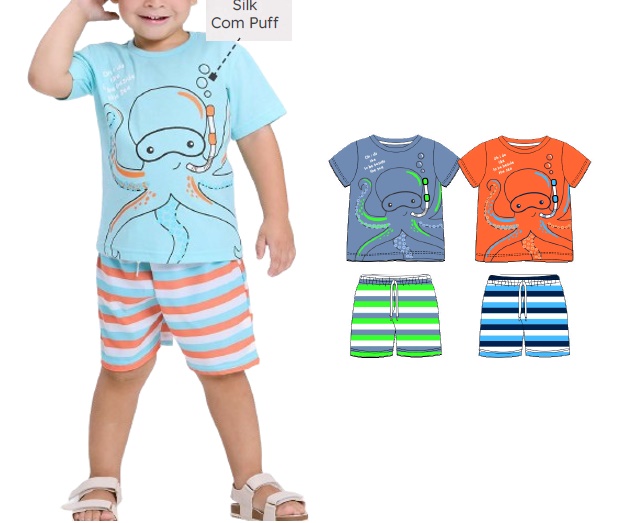 Conjunto Viston Primeiros Passos Masculino Manga Curta Malha