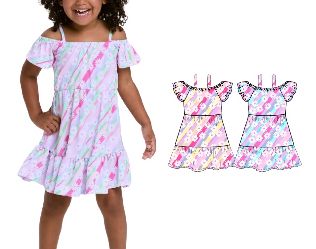 Vestido Viston Primeiros Passos Manga Curta Favinho Sublimado