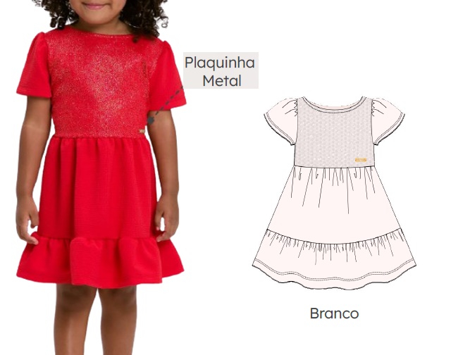 Vestido Viston Primeiros Passos Manga Curta Jacquard Glitter