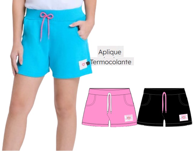 Short Viston Juvenil Feminino Moletinho 2bolsos