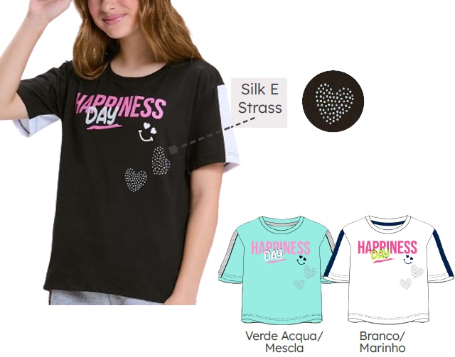 Blusa Viston Juvenil Feminina Manga Curta Malha
