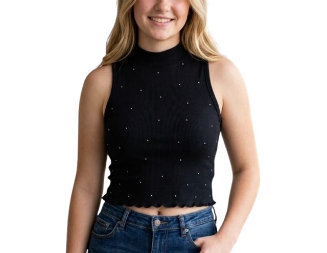 Blusa Kalele Juvenil Feminina Regata Ribana Canelada Starss Cropped