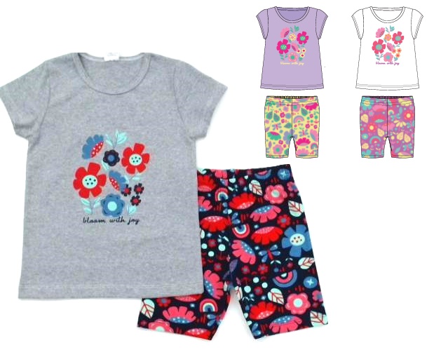Conjunto Catolele Infantil Feminino Manga Curta Cotton Bermuda