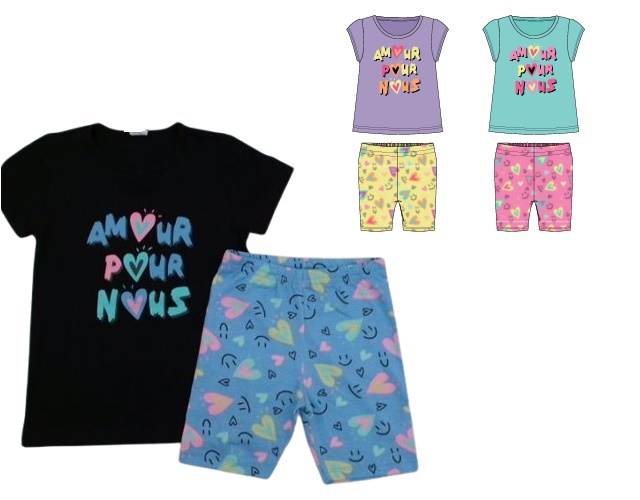 Conjunto Catolele Juvenil Feminino Manga Curta Cotton Bermuda