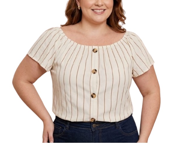 Blusa Armando Adulto Extra Grande Feminina Manga Curta Viscose Ciganinha