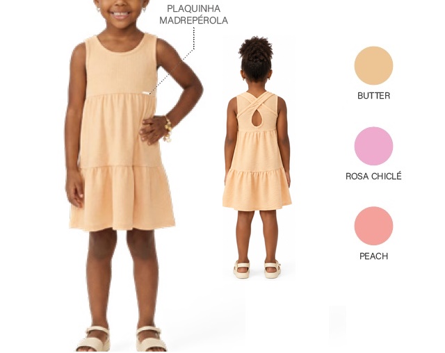 Vestido Ralakids Infantil Regata Malha Anarruga
