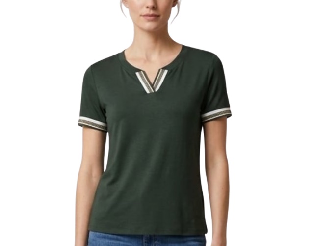 Blusa 7linhas Adulto Feminina Manga Curta Viscolycra Decote V