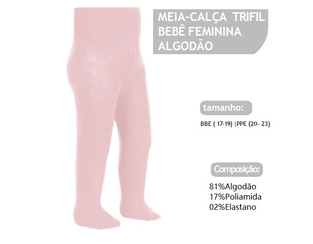 Meia-calça Trifil Bebe Algodão Rosa