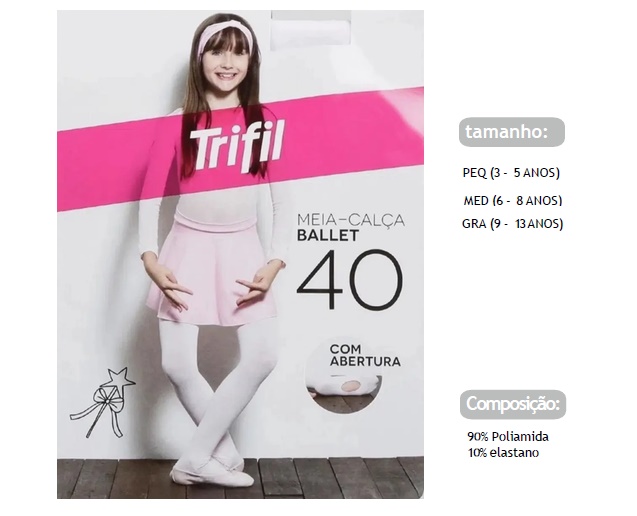 Meia-calça Trifil Infantil Ballet Fio40 Branca
