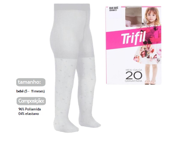 Meia-calça Trifil Bebe Gravatinha Fio20 Branca