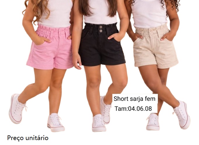 Short Gilas Infantil Feminino Sarja Clochard