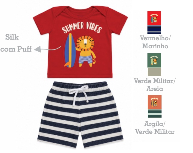 Conjunto Ddn Bebe Masculino Manga Curta Malha