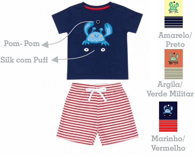 Conjunto Ddn Primeiros Passos Masculino Manga Curta Malha