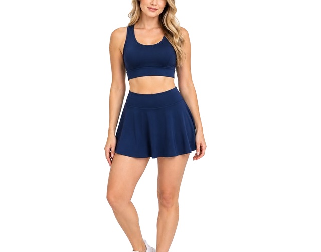 Conjunto Quarter Adulto Feminino Regata Poliamida Saia Fitness