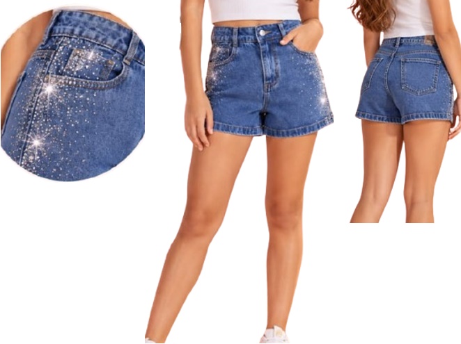Short Gilas Juvenil Feminino Jeans Strass