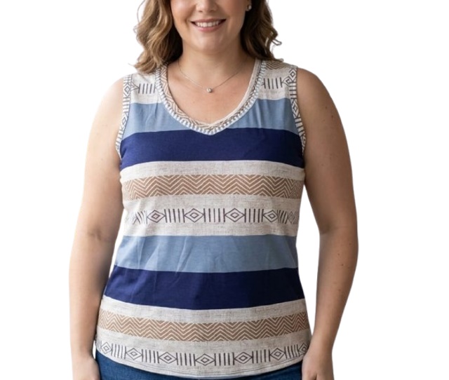 Blusa 7linhas Adulto Extra Grande Feminina Regata Viscolycra Estampada