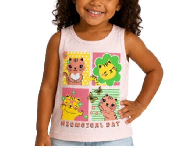 Blusa Lookinhos Primeiros Passos Feminina Regata Cotton