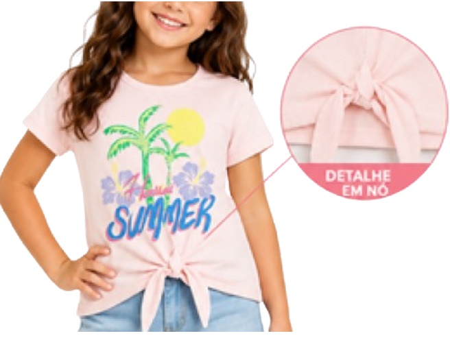 Blusa Lookinhos Juvenil Feminina Manga Curta Cotton