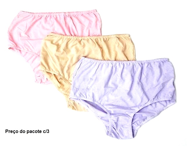 Calcinha Kellynha Adulto Extra Grande Algodão Lisa (c/3)