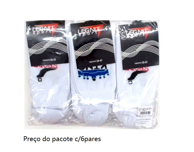 Meia Legnit Adulto Algodão Cano Longo 39/43 (c/6)