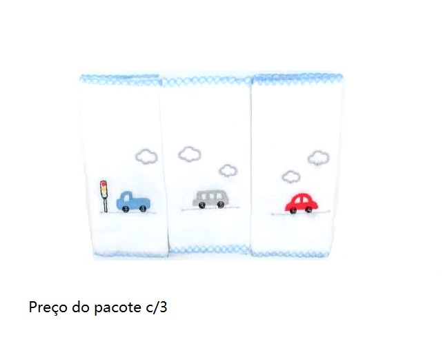 Toalha-boca Papi Bebe Unissex Bordada (c/3)