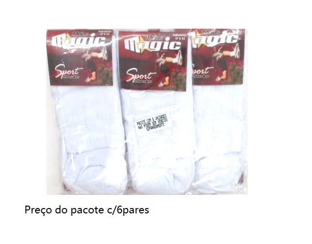 Meia Magic Adulto Algodão Sport Cano Longo (c/6)
