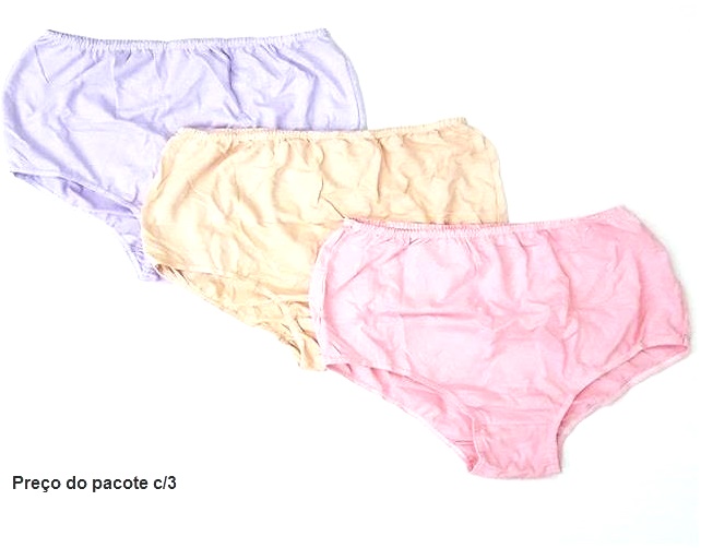 Calcinha Kellynha Adulto Extra Grande Algodão Trabalhada (c/3)